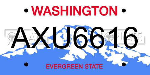 AXU6616 Washington License Plate