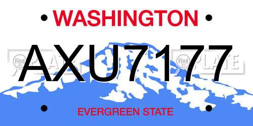 AXU7177 Washington License Plate
