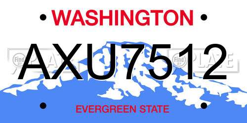 AXU7512 Washington License Plate