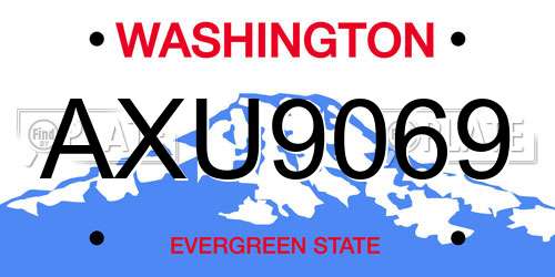 AXU9069 Washington License Plate
