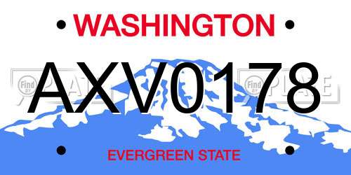 AXV0178 Washington License Plate