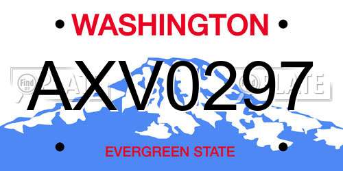 AXV0297 Washington License Plate