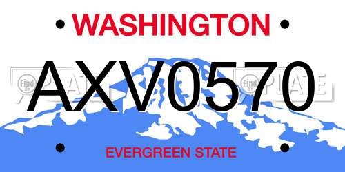 AXV0570 Washington License Plate