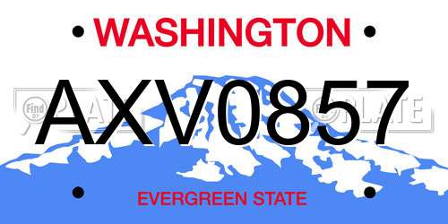 AXV0857 Washington License Plate