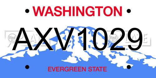 AXV1029 Washington License Plate