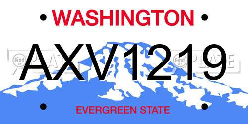 AXV1219 Washington License Plate