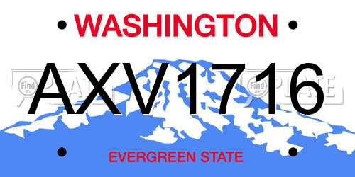 AXV1716 Washington License Plate