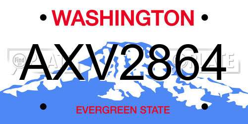 AXV2864 Washington License Plate