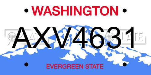 AXV4631 Washington License Plate