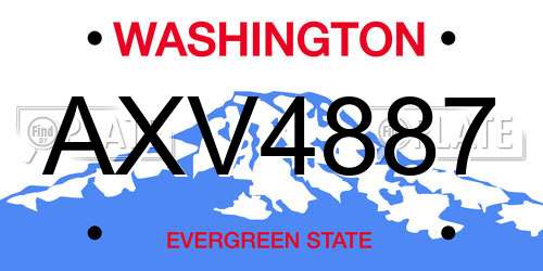 AXV4887 Washington License Plate