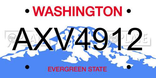 AXV4912 Washington License Plate