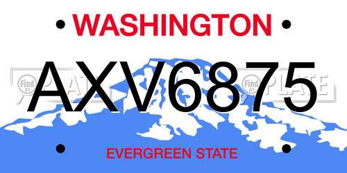 AXV6875 Washington License Plate