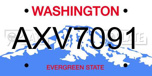 AXV7091 Washington License Plate
