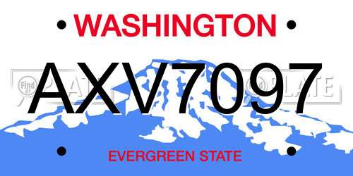 AXV7097 Washington License Plate