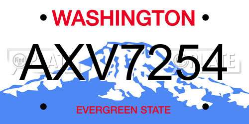 AXV7254 Washington License Plate