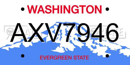 AXV7946 Washington License Plate
