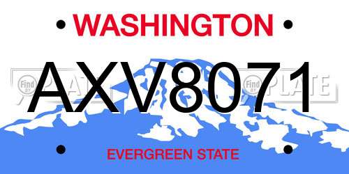 AXV8071 Washington License Plate
