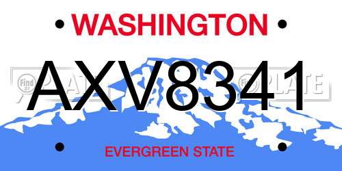 AXV8341 Washington License Plate