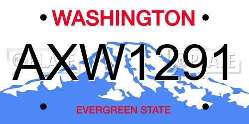 AXW1291 Washington License Plate