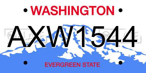 AXW1544 Washington License Plate