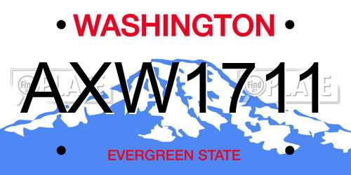 AXW1711 Washington License Plate