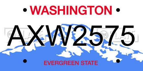 AXW2575 Washington License Plate