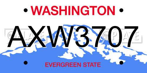 AXW3707 Washington License Plate