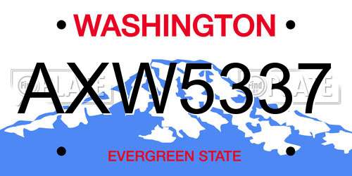 AXW5337 Washington License Plate