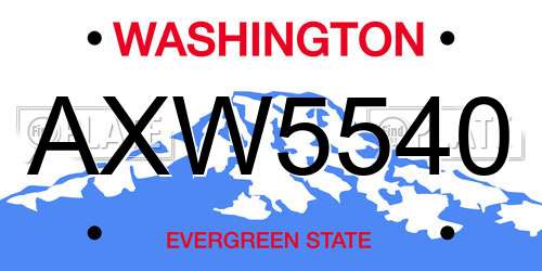 AXW5540 Washington License Plate