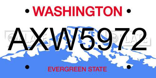 AXW5972 Washington License Plate