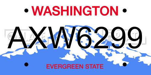 AXW6299 Washington License Plate