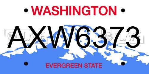 AXW6373 Washington License Plate