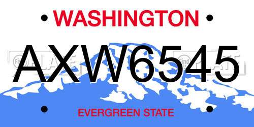 AXW6545 Washington License Plate