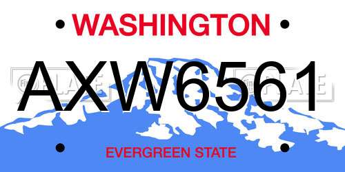 AXW6561 Washington License Plate