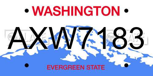 AXW7183 Washington License Plate