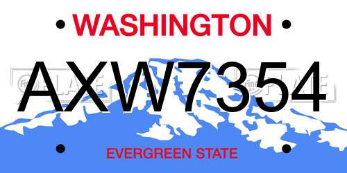 AXW7354 Washington License Plate
