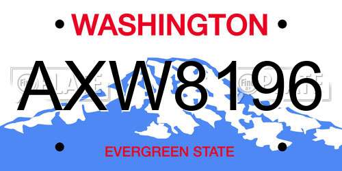 AXW8196 Washington License Plate
