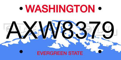 AXW8379 Washington License Plate