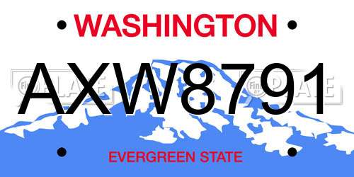 AXW8791 Washington License Plate