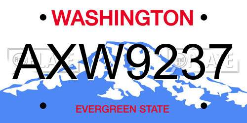 AXW9237 Washington License Plate