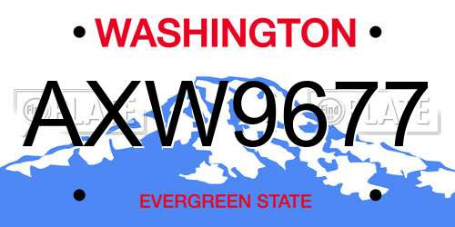 AXW9677 Washington License Plate