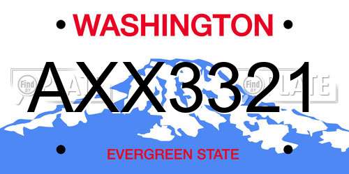 AXX3321 Washington License Plate