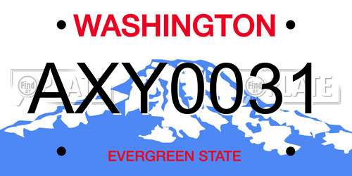 AXY0031 Washington License Plate