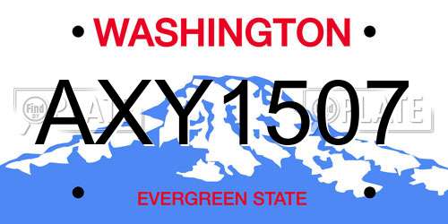 AXY1507 Washington License Plate