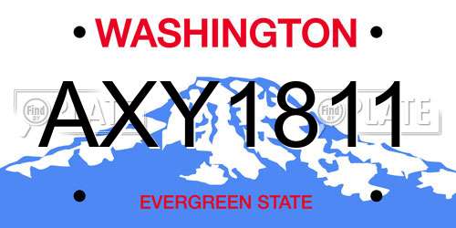 AXY1811 Washington License Plate