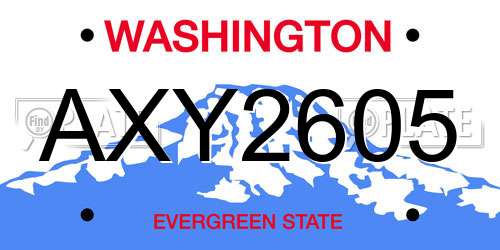 AXY2605 Washington License Plate