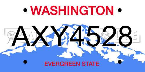 AXY4528 Washington License Plate