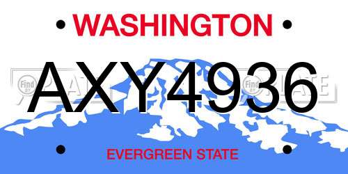 AXY4936 Washington License Plate