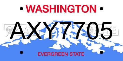 AXY7705 Washington License Plate