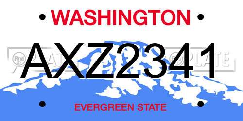 AXZ2341 Washington License Plate